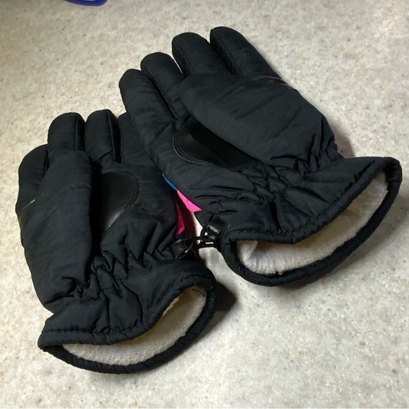 Black Gloves with Pink and Blue Accents - Picture 3 of 3